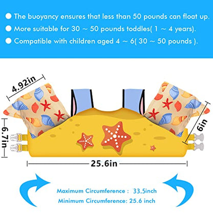 Chriffer Kids Swim Vest Life Jacket for 22-66 Pounds Boys and Girls, Toddler Floaties with Shoulder Harness Arm Wings for 2 3 4 5 6 7 Years Old Baby Children Sea Beach Pool