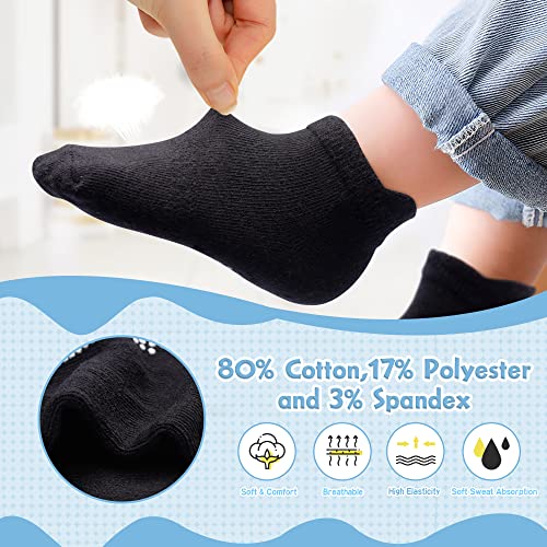 HYzgb Baby Socks 12-24 Months 12 Pairs Toddler Socks Boys Girls 1T 2T 3T Cotton Ankle Socks with Non Skid Grips for Unisex Birthday Gift for Toddler Baby 1-2-3 Years Old Black/White/Grey