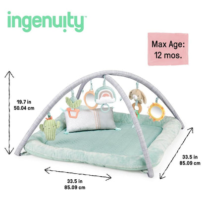 Ingenuity Cozy Spot Reversible Duvet Activity Gym & Play Mat with Wooden Toy bar - Loamy, Newborn and up