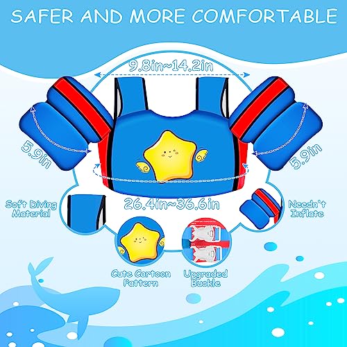 Chriffer Kids Swim Vest Life Jacket for 22-66 Pounds Boys and Girls, Toddler Floaties with Shoulder Harness Arm Wings for 2 3 4 5 6 7 Years Old Baby Children Sea Beach Pool