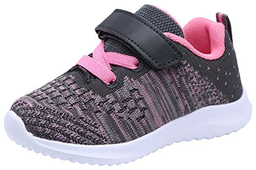 COODO Toddler/Little Kid Boys Girls Shoes Running Sports Sneakers (5 Toddler,Black White)