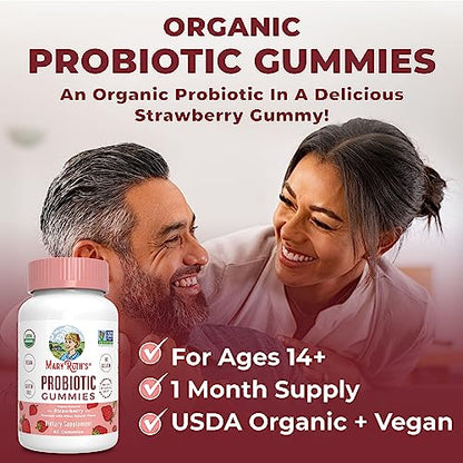 Kids Probiotics for Digestive Health | USDA Organic Probiotic Gummies | 2 Month Supply | Probiotics for Kids | Immune Support | Gut Health Supplement | Vegan | Non-GMO | Gluten Free | 60 Count