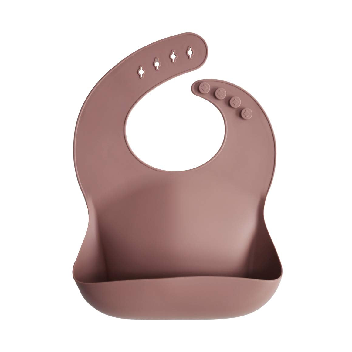 mushie Silicone Baby Bib | Adjustable Fit Waterproof Bibs (Dusty Rose)