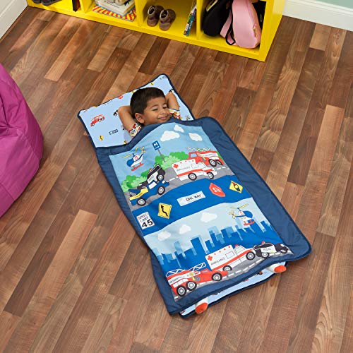 EVERYDAY KIDS Toddler Nap Mat with Removable Pillow -Princess Storyland- Carry Handle with Fastening Straps Closure, Rollup Design, Soft Microfiber for Preschool, Daycare, Sleeping Bag -Ages 2-6 years