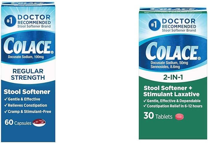 Colace Regular Strength Stool Softener 100 mg Capsules 60 Count Docusate Sodium Stool Softener for Gentle Dependable Relief