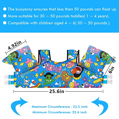 Chriffer Kids Swim Vest Life Jacket for 22-66 Pounds Boys and Girls, Toddler Floaties with Shoulder Harness Arm Wings for 2 3 4 5 6 7 Years Old Baby Children Sea Beach Pool