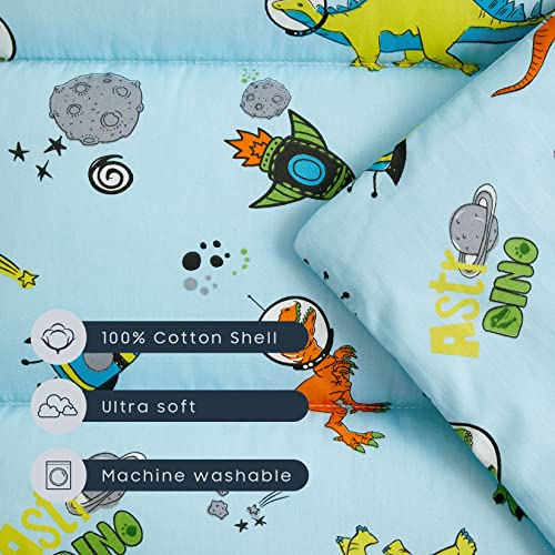 Wake In Cloud - Toddler Nap Mat with Pillow and Blanket, 100% Cotton Fabric, for Kids Boys Girls in Daycare Kindergarten Preschool, Cute Dinosaur Cartoon on Navy