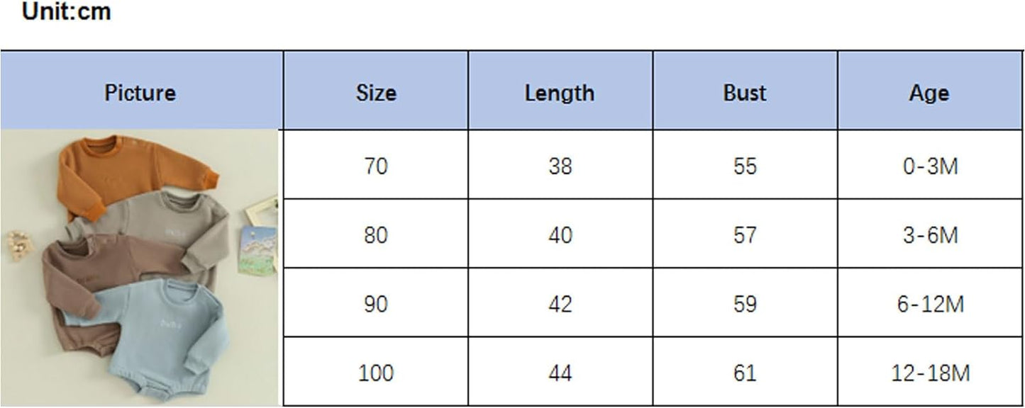 VISGOGO Baby Boy Girls Oversized Sweatshirt Romper Long Sleeve Little Dude Sweater Onesie Top Embroidery Clothes