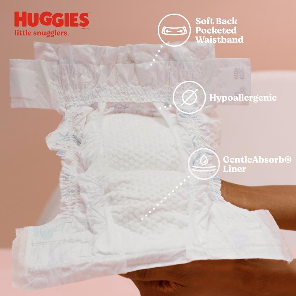 Huggies Newborn Diapers, Little Snugglers Baby Diapers, Size Newborn (up to 10 lbs), 128 Count