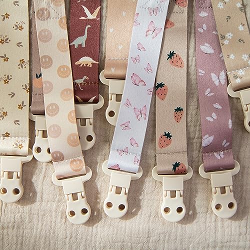 Stadela Baby Pacifier Clip Leash Soothie Holder Unisex for Girl or Boy 4 Pack Gift Set Universal Fit (Luna)