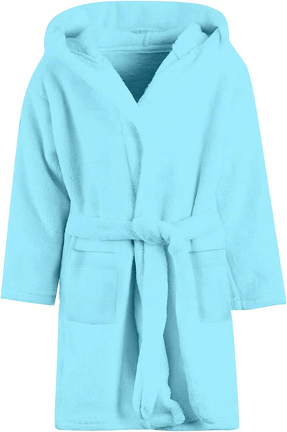 Umeyda Girls Fleece Hooded Robes, Warm Printed Bath Robe for Kids Soft Fuzzy Bathrobe for Gifts, 1-12 Years