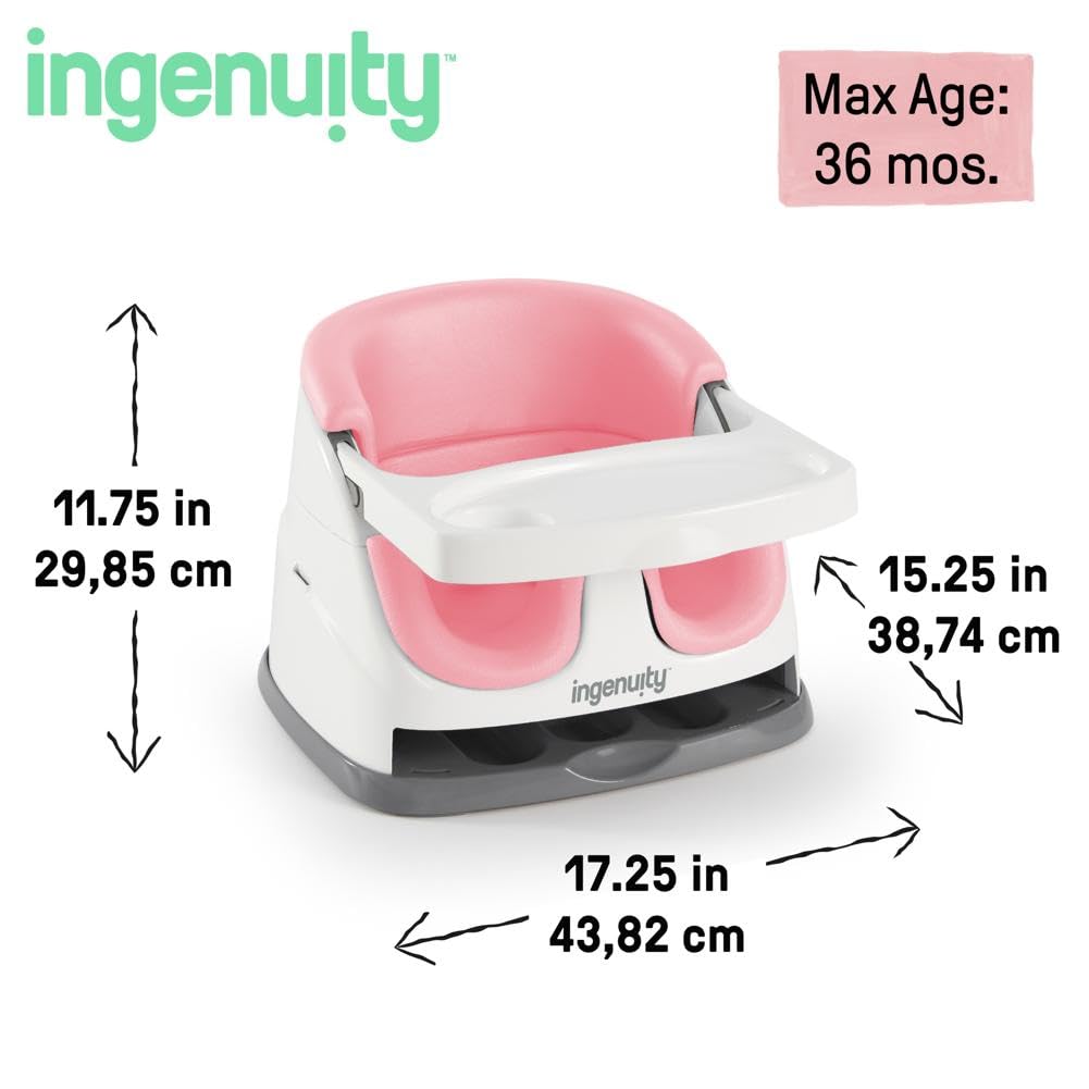 Ingenuity Baby Base 2-in-1 Booster Feeding and Floor Seat with Self-Storing Tray - Slate