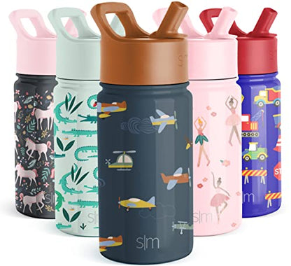 Simple Modern Kids Water Bottle with Straw Lid | Insulated Stainless Steel Reusable Tumbler for Toddlers, Boys | Summit Collection | 14oz, Dog Days