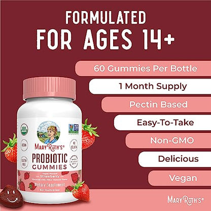 Kids Probiotics for Digestive Health | USDA Organic Probiotic Gummies | 2 Month Supply | Probiotics for Kids | Immune Support | Gut Health Supplement | Vegan | Non-GMO | Gluten Free | 60 Count