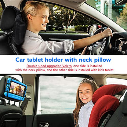 FANGOR Car Headrest Mount Holder, Tablet Holder for Kids in Back Seats, Anti-Slip Strap and Holding Net,Angle-Adjustable/Fits All 7 Inch to 12.9 Inch Tablets