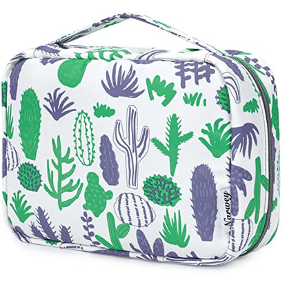 Narwey Hanging Travel Toiletry Bag Cosmetic Make up Organizer for Women Waterproof (Green Cactus)