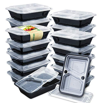 Enther Meal Prep Containers [12 Pack] 3 Compartment with Lids, Food Storage Bento Box | BPA Free | Stackable | Reusable Lunch Boxes, Microwave/Dishwasher/Freezer Safe,Portion Control (36 oz)