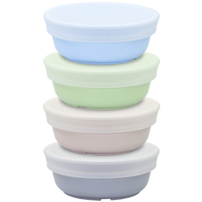 Re-Play Made in USA 12 Oz. Reusable Plastic Bowls, Pack of 4 Without Lid - Dishwasher and Microwave Safe Bowls for Snacks and Everyday Dining - Toddler Bowl Set 5.75" x 5.75" x 2", Modern Mint