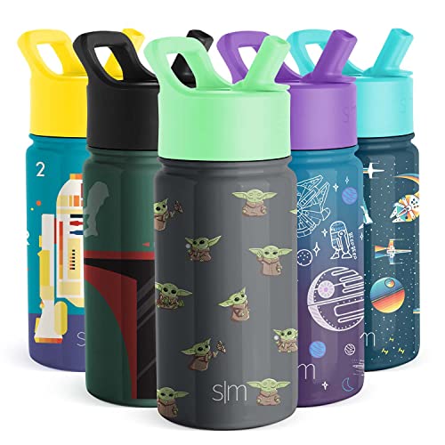 Simple Modern Star Wars Baby Yoda Grogu Water Bottle for Kids | Reusable Cup with Straw Lid Insulated Stainless SteelTumbler Gifts for Toddlers Boys | Summit Collection | 18oz R2D2