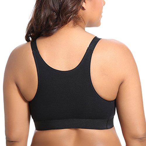 Gratlin Women's Plus Size Nursing Bra Support Nursing Sports Bra Cotton Breastfeeding Maternity Bras Black Medium