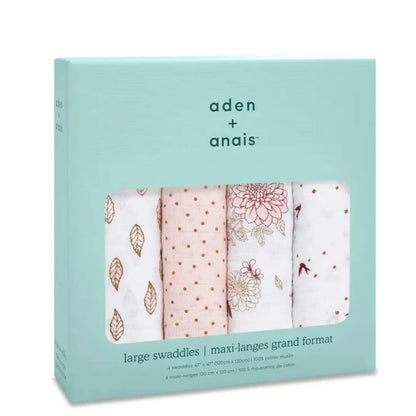 aden + anais Swaddle Blanket, Boutique Muslin Blankets for Girls & Boys, Baby Receiving Swaddles, Ideal Newborn & Infant Swaddling Set, Perfect Shower Gifts, 4 Pack, Sunrise