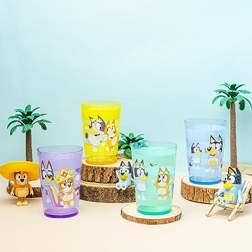 Zak Designs Bluey Nesting Tumbler Set Includes Durable Plastic Cups with Variety Artwork, Fun Drinkware is Perfect for Kids (14.5 oz, 4-Pack, Non-BPA)