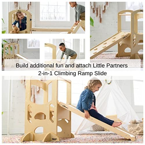 Little Partners Kids Learning Tower® - Adjustable Height Kitchen Step Stool for Toddlers - Encourages Learning, Independence, and Engagement - Safety Climbing Tower for Kitchen Counter (Natural)