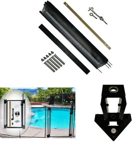 Pool Fence DIY by Life Saver Pool Fence, 72-Foot Black Barrier Fence, Self-Closing Gate, Drill Guide Bundle