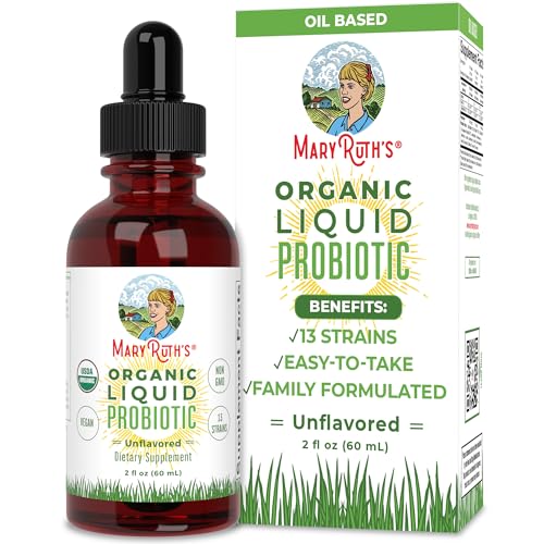 USDA Organic Liquid Probiotic by MaryRuth's | Digestive Health | Gut Health | Probiotics for Women | Probiotics for Men | Probiotics for Kids | Acidophilus Probiotic | Vegan | Non-GMO | 40 Servings