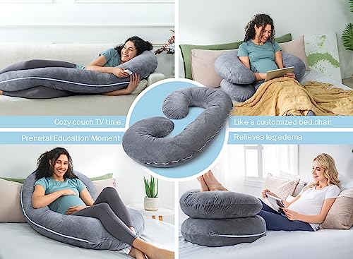 INSEN Pregnancy Pillow for Sleeping,Maternity Body Pillow for Pregnancy Women,Pregnancy Support Pillow for Back, Hip Pain, Pink