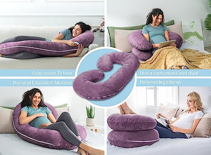 INSEN Pregnancy Pillow for Sleeping,Maternity Body Pillow for Pregnancy Women,Pregnancy Support Pillow for Back, Hip Pain, Pink