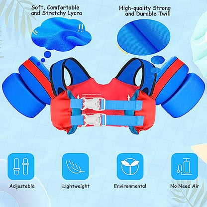 Chriffer Kids Swim Vest Life Jacket for 22-66 Pounds Boys and Girls, Toddler Floaties with Shoulder Harness Arm Wings for 2 3 4 5 6 7 Years Old Baby Children Sea Beach Pool