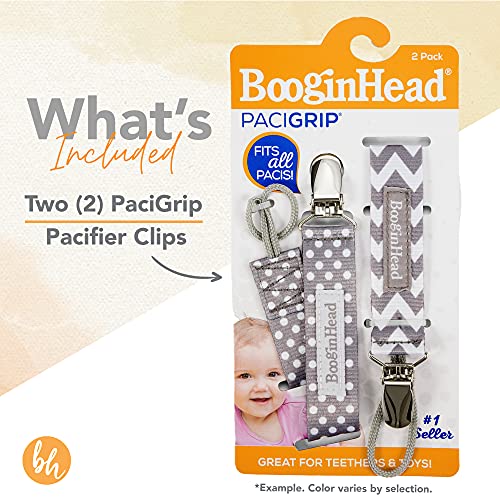 BooginHead Pacifier Clip Baby Pacifier Holder PaciGrip 3-Pack, Geometric Pink