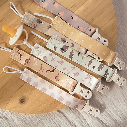 Stadela Baby Pacifier Clip Leash Soothie Holder Unisex for Girl or Boy 4 Pack Gift Set Universal Fit (Luna)