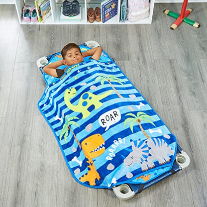 EVERYDAY KIDS Toddler Nap Mat with Removable Pillow -Princess Storyland- Carry Handle with Fastening Straps Closure, Rollup Design, Soft Microfiber for Preschool, Daycare, Sleeping Bag -Ages 2-6 years