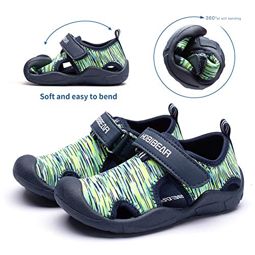 HOBIBEAR Boys Girls Water Shoes Quick Dry Closed-Toe Aquatic Sport Sandals Toddler/Little Kid