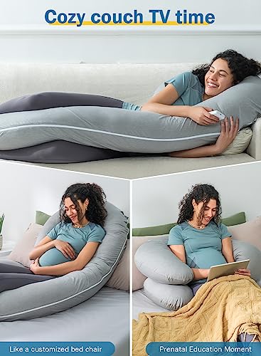 INSEN Pregnancy Pillow for Sleeping,Maternity Body Pillow for Pregnancy Women,Pregnancy Support Pillow for Back, Hip Pain, Pink