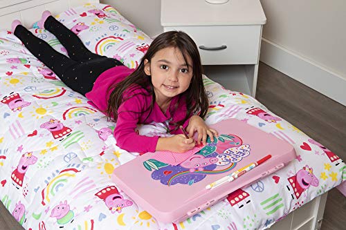 Peppa Pig I'm Just So Happy Toddler Nap-Mat - Includes Pillow and Fleece Blanket – Great for Girls or Boys Napping during Daycare or Preschool - Fits Toddlers