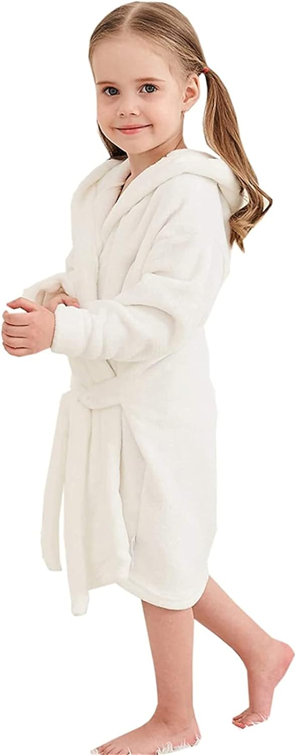 Umeyda Girls Fleece Hooded Robes, Warm Printed Bath Robe for Kids Soft Fuzzy Bathrobe for Gifts, 1-12 Years