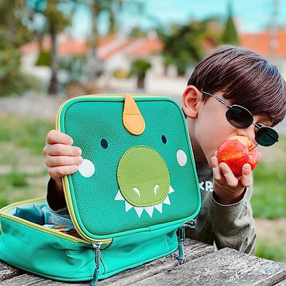 mibasies Kids Lunch Bag for Boys Toddler Insulated Lunch Box for School Travel, Dinosaur Planet