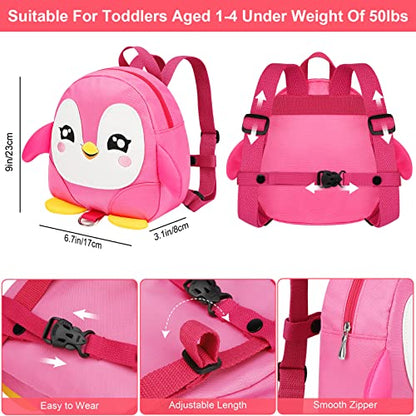 Accmor Toddler Harness Backpack Leash, Cute Penguin Kid Backpacks with Anti Lost Wrist Link, Mini Child Backpack Wristband Tether Strap and Protection Leashes Travel Bag Harness Rein for Baby Girls