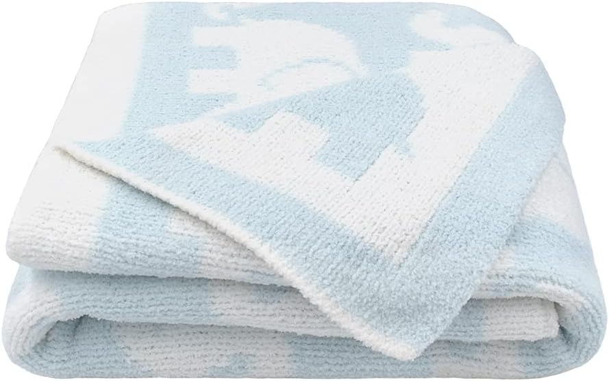 Living Textiles Blue Clouds Chenille Soft Baby Blanket Reversible Premium Cozy Fabric for Best Comfort - for Infant,Toddler,Newborn,Nursery,Boy,Unisex,Throw,Crib,Stroller,Gift, Blue Clouds 40x30