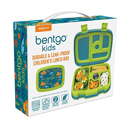 Bentgo® Kids Prints Leak-Proof, 5-Compartment Bento-Style Kids Lunch Box - Ideal Portion Sizes for Ages 3 to 7 - BPA-Free, Dishwasher Safe, Food-Safe Materials - 2023 Collection (Friendly Skies)…