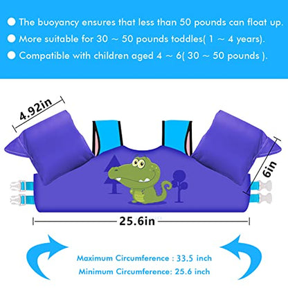 Chriffer Kids Swim Vest Life Jacket for 22-66 Pounds Boys and Girls, Toddler Floaties with Shoulder Harness Arm Wings for 2 3 4 5 6 7 Years Old Baby Children Sea Beach Pool