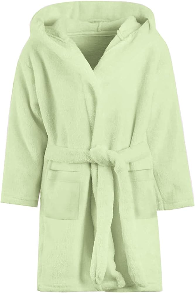 Umeyda Girls Fleece Hooded Robes, Warm Printed Bath Robe for Kids Soft Fuzzy Bathrobe for Gifts, 1-12 Years