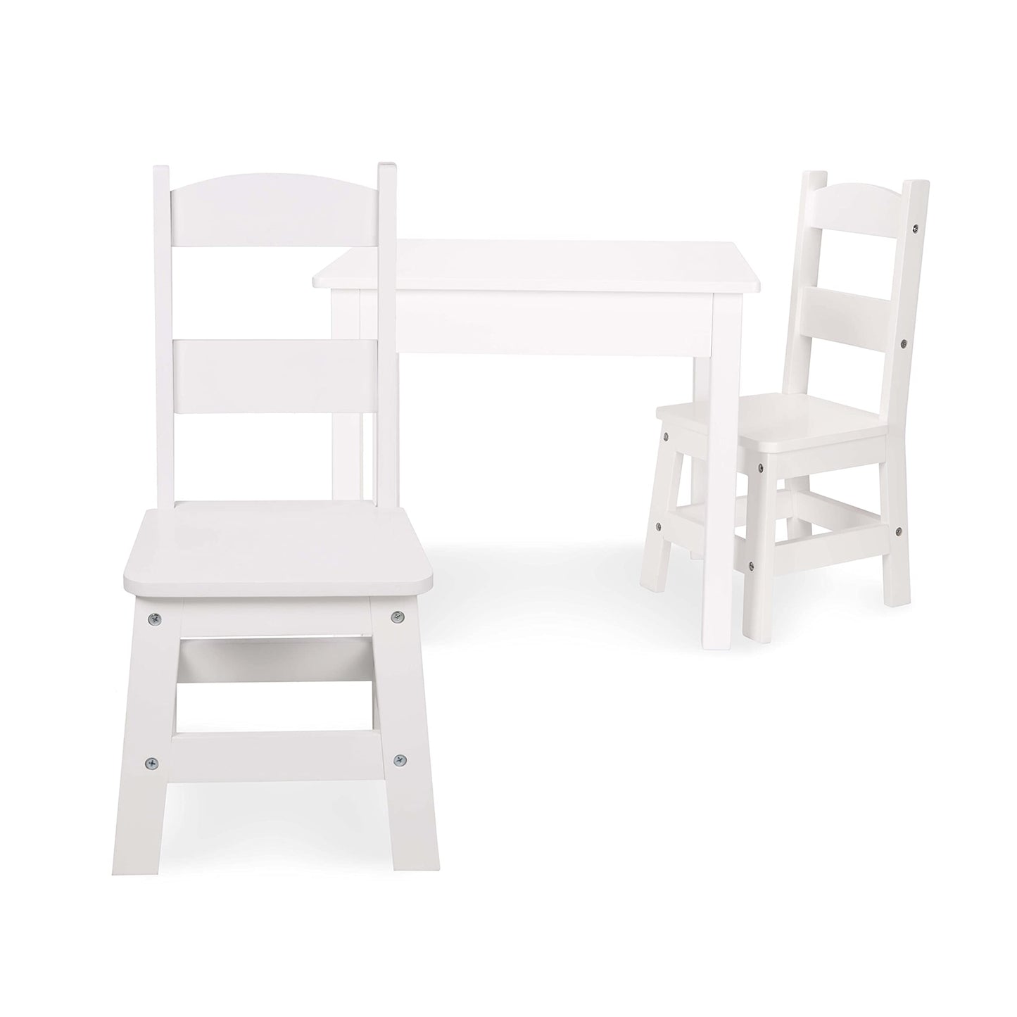 Melissa & Doug Solid Wood Table and 2 Chairs Set - Light Finish Furniture for Playroom,Blonde