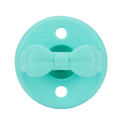 Itzy Ritzy Silicone Pacifiers for Newborn - Sweetie Soother Pacifiers Feature Collapsible Handle & Two Air Holes for Added Safety; for Ages Newborn and Up, Set of 2 in Agave & Succulent