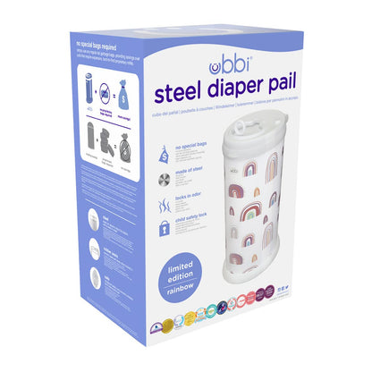 Ubbi Steel Odor Locking, No Special Bag Required Money Saving, Awards-Winning, Modern Design, Registry Must-Have Diaper Pail, White