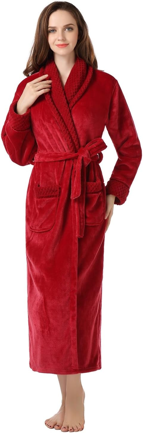 Richie House Women's Plush Soft Warm Fleece Bathrobe Robe RH1591