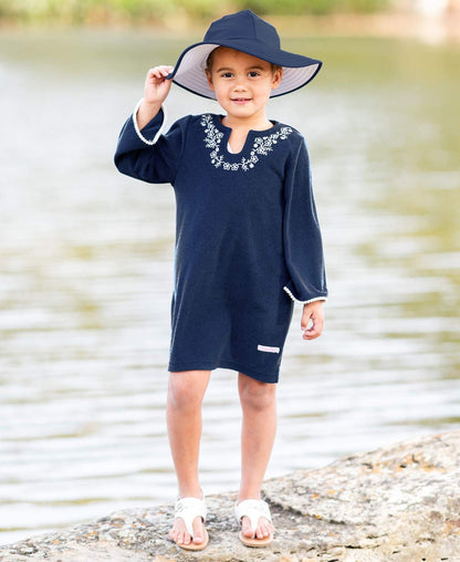 RuffleButts® Baby/Toddler Girls Terry Cloth Hoodie Swim Beach Cover Up Dress